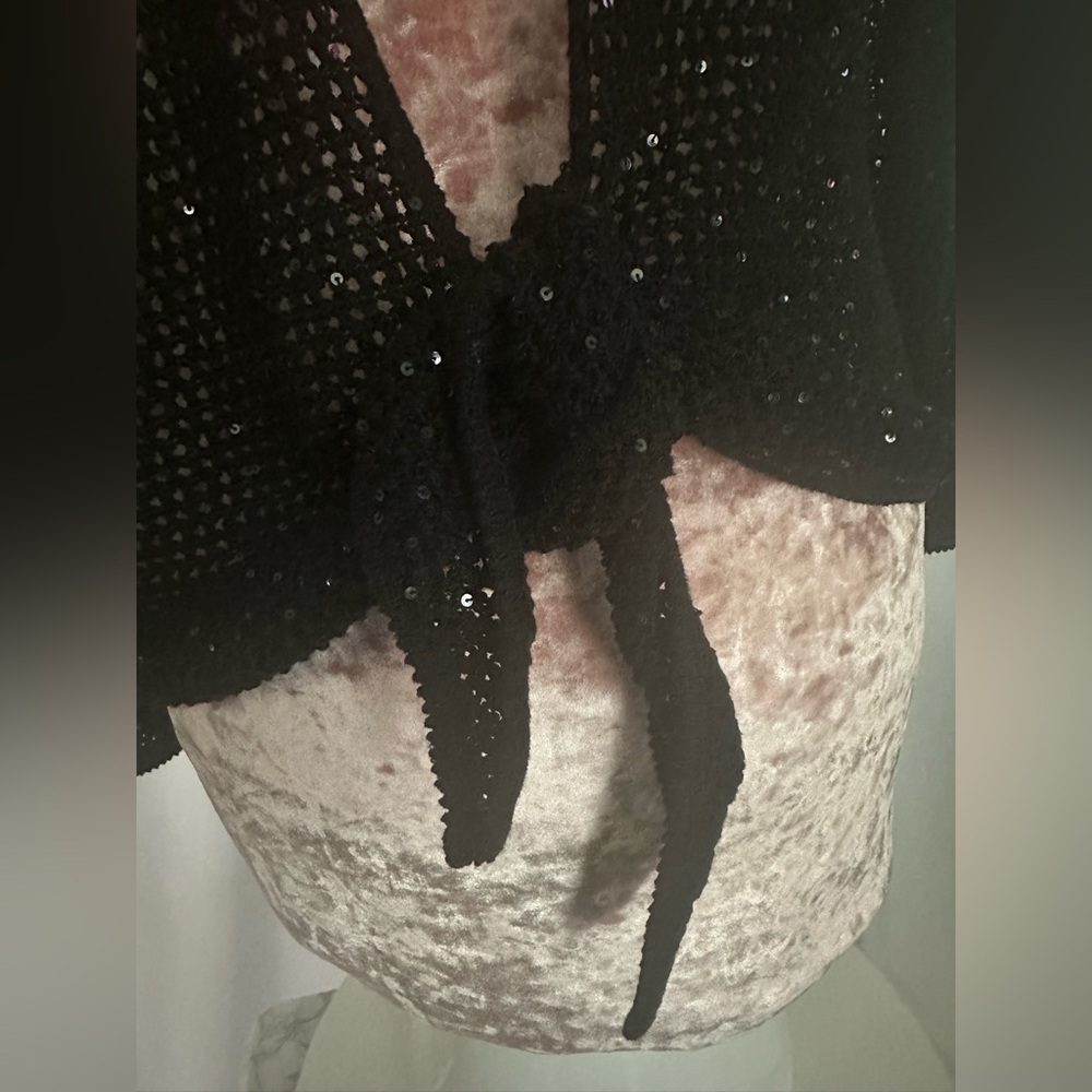 Jones New York Signature Front Collarless Long Sleeve Cardigan Sequin (649) - Picture 8 of 10